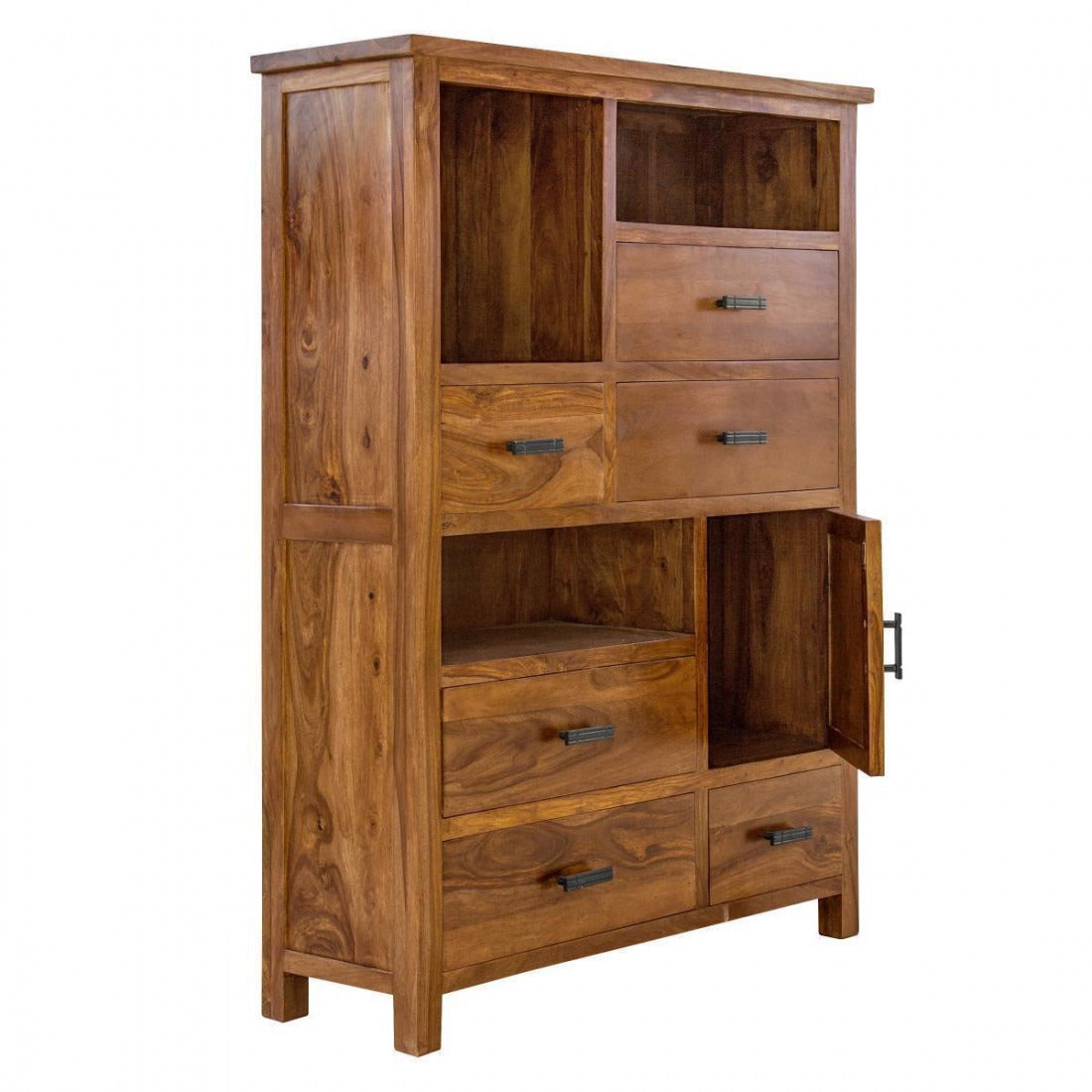 Solid Wood Bar Cabinet In Honey Finish