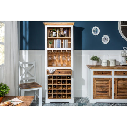 Solid Wood Bar Cabinet In White Finish