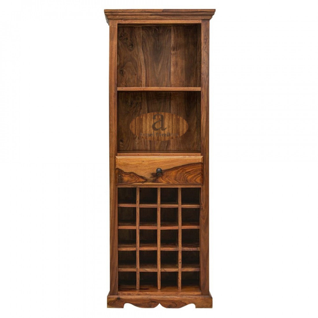 Solid Wood Bar Cabinet In Honey Finish