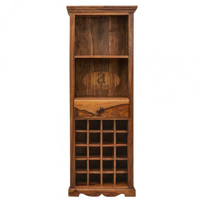 Solid Wood Bar Cabinet In Honey Finish