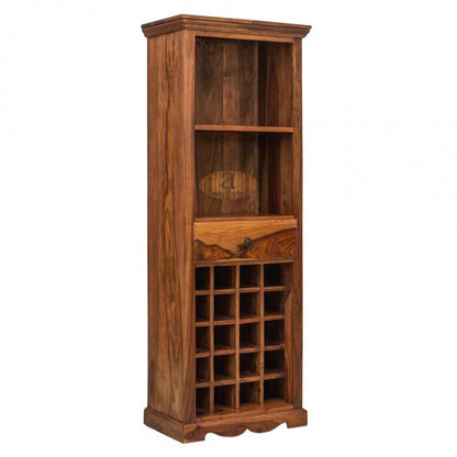 Solid Wood Bar Cabinet In Honey Finish