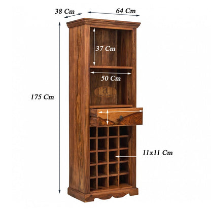 Solid Wood Bar Cabinet In Honey Finish