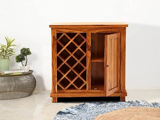 Solid Wood Bar Cabinet In Natural Finish