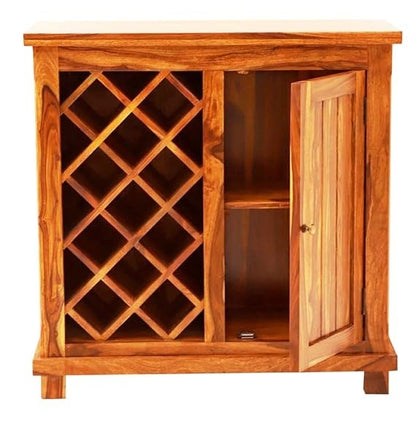 Solid Wood Bar Cabinet In Natural Finish