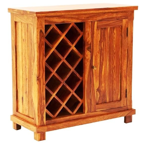 Solid Wood Bar Cabinet In Natural Finish