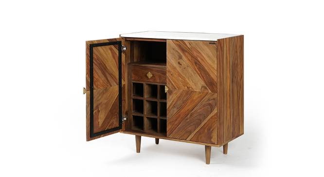 Solid Wood Bar Cabinet In Natural Finish