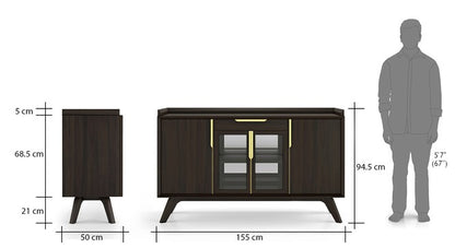 Solid Wood Bar Cabinet In American Walnut Finish