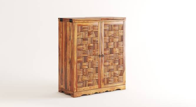 Solid Wood Bar Cabinet In Teak Finish