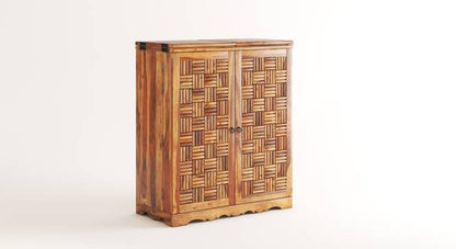 Solid Wood Bar Cabinet In Teak Finish