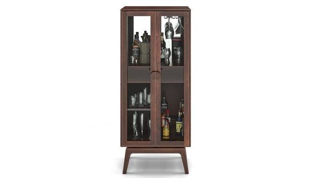 Solid Wood Bar Cabinet In Walnut Finish