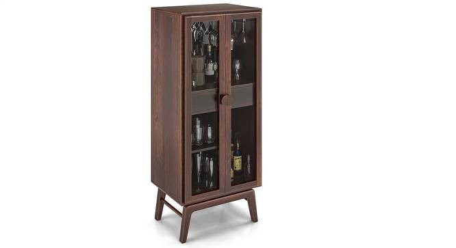 Solid Wood Bar Cabinet In Walnut Finish