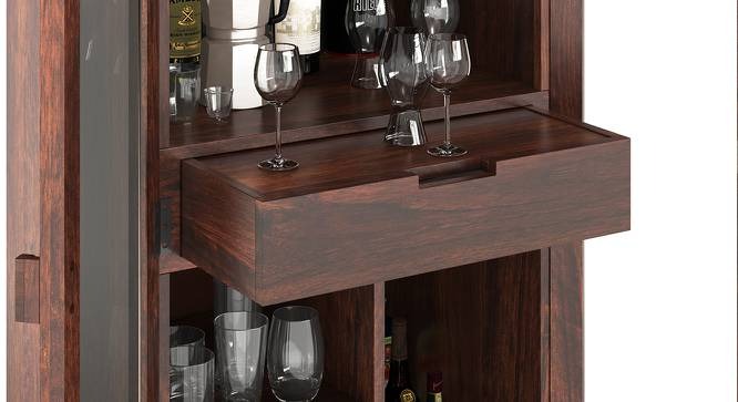 Solid Wood Bar Cabinet In Walnut Finish