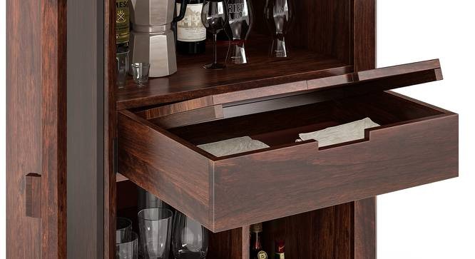 Solid Wood Bar Cabinet In Walnut Finish