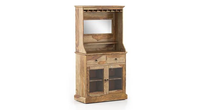 Solid Wood Bar Cabinet In Honey Oak Finish