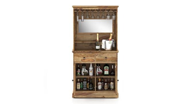 Solid Wood Bar Cabinet In Honey Oak Finish