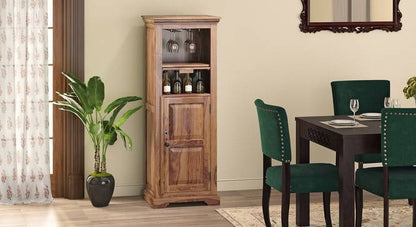 Solid Wood Bar Cabinet In Teak Finish