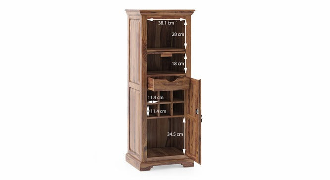 Solid Wood Bar Cabinet In Teak Finish