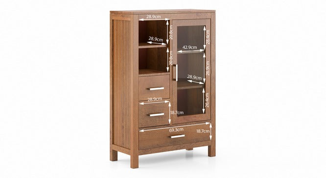 Solid Wood Bar Cabinet In Amber Walnut Finish