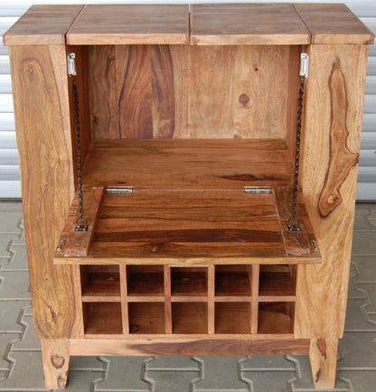 Solid Wood Bar Cabinet In Honey Finish