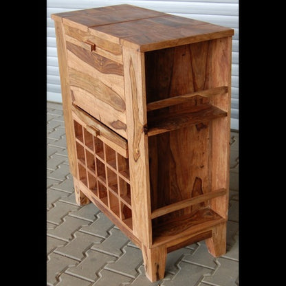 Solid Wood Bar Cabinet In Honey Finish