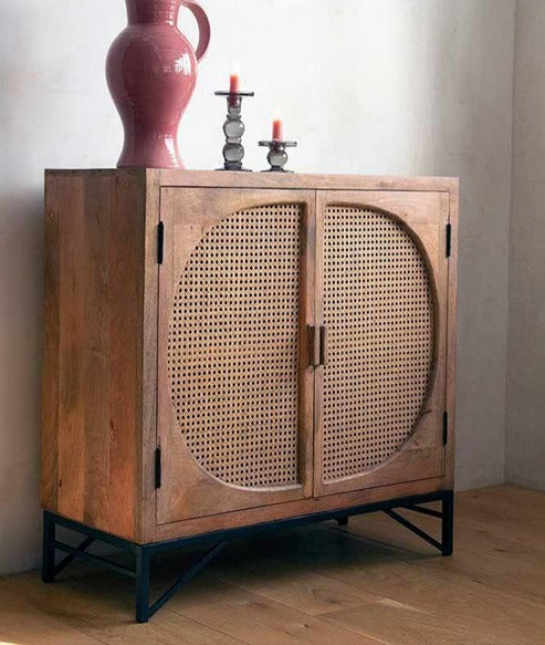 Solid Wood Bar Cabinet In Mango Natural Finish