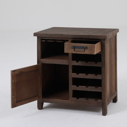 Solid Wood Bar Cabinet In Teak Finish