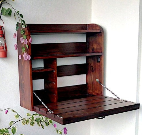 Solid Wood Bar Cabinet In Rainforest Teak Finish