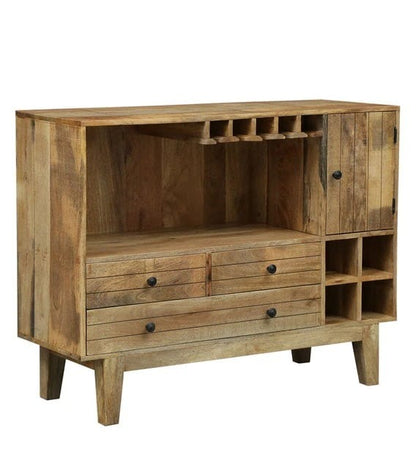 Solid Wood Bar Cabinet In Natural Finish