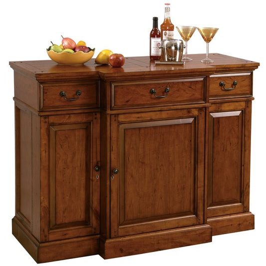 Solid Wood Bar Cabinet In Dark Brown Finish