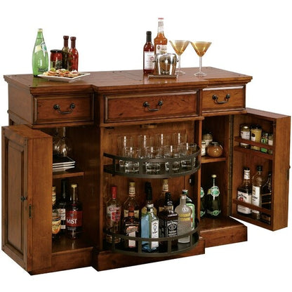 Solid Wood Bar Cabinet In Dark Brown Finish