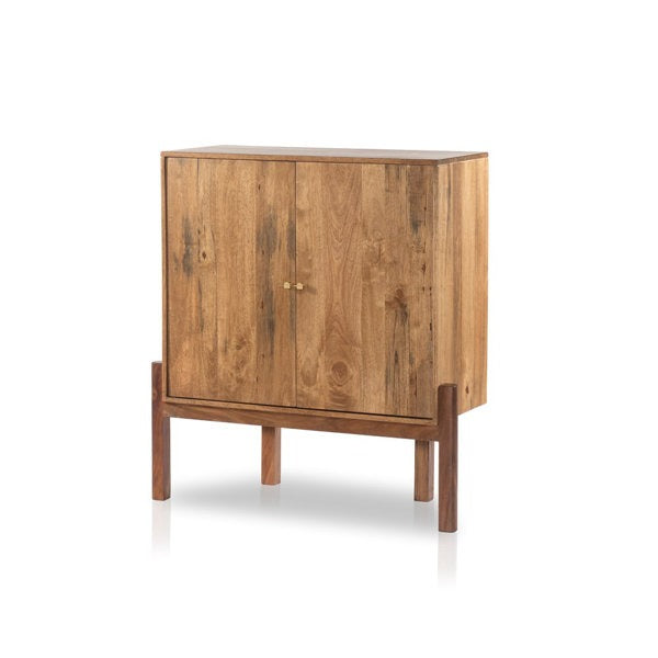 Solid Wood Bar Cabinet In Brown Finish