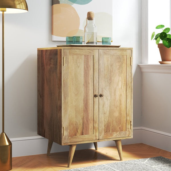 Solid Wood Bar Cabinet In Brown Finish