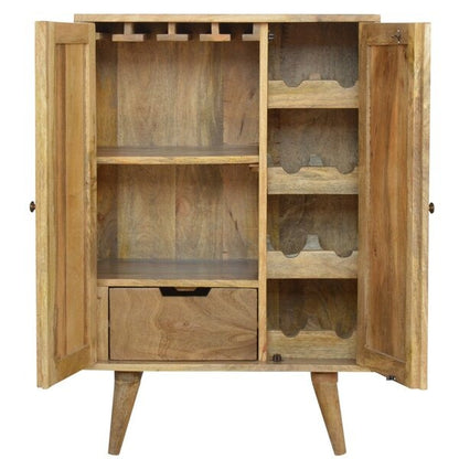 Solid Wood Bar Cabinet In Brown Finish