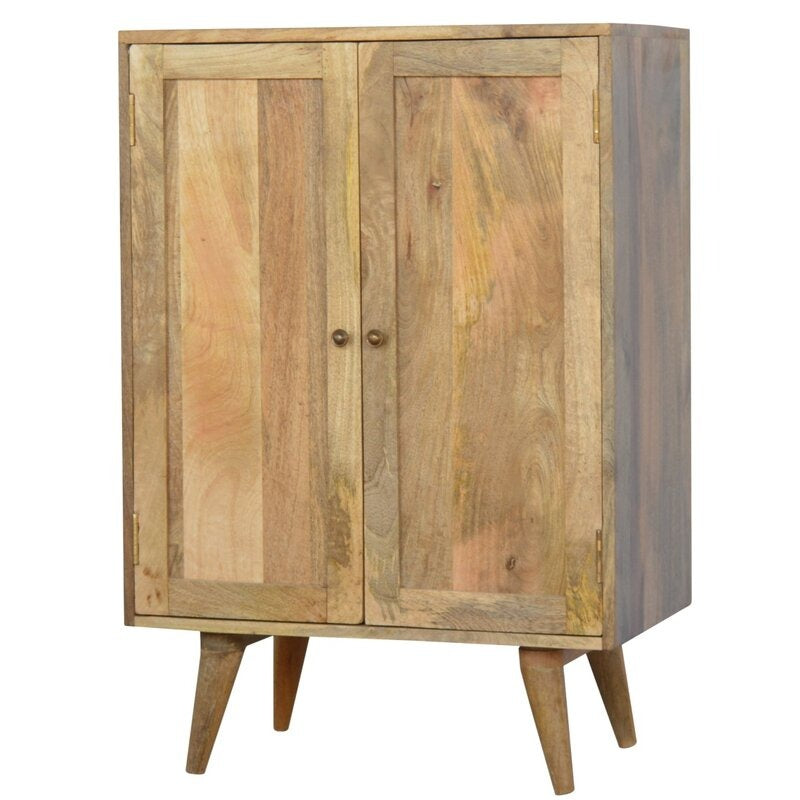 Solid Wood Bar Cabinet In Brown Finish