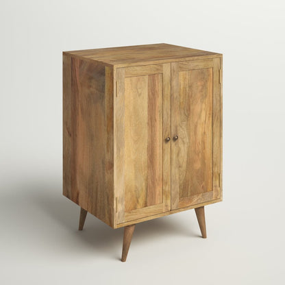 Solid Wood Bar Cabinet In Brown Finish