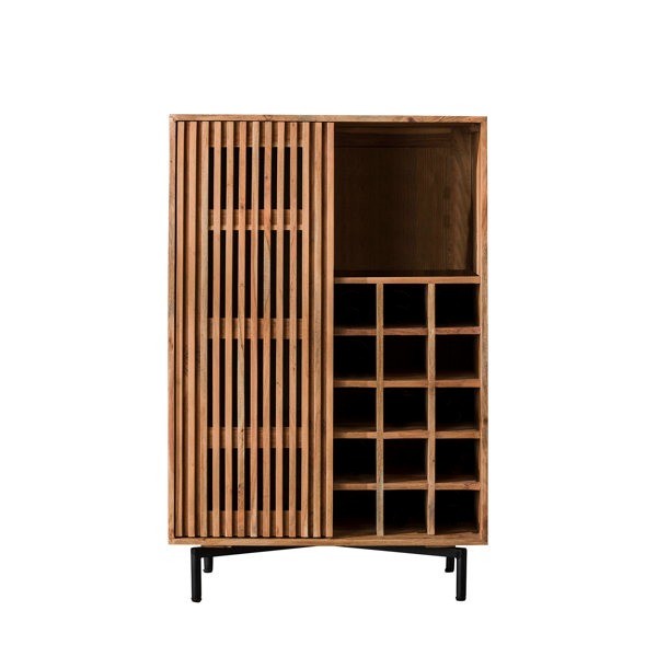 Solid Wood Bar Cabinet In Brown Finish