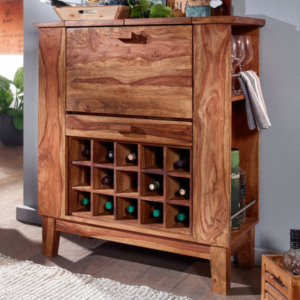 Solid Wood Bar Cabinet In Natural Finish