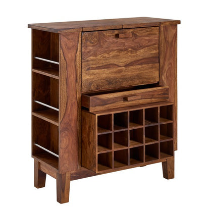 Solid Wood Bar Cabinet In Natural Finish