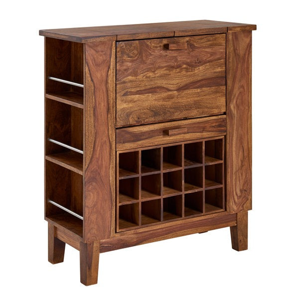 Solid Wood Bar Cabinet In Natural Finish