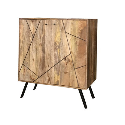 Solid Wood Bar Cabinet In Honey Finish