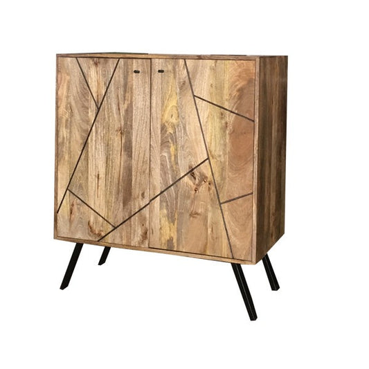 Solid Wood Bar Cabinet In Honey Finish