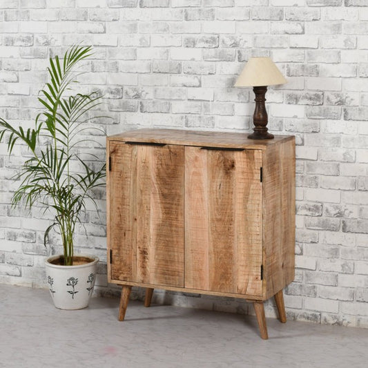 Solid Wood Bar Cabinet In Brown Finish