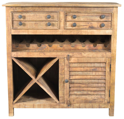 Solid Wood Bar Cabinet In Natural Finish