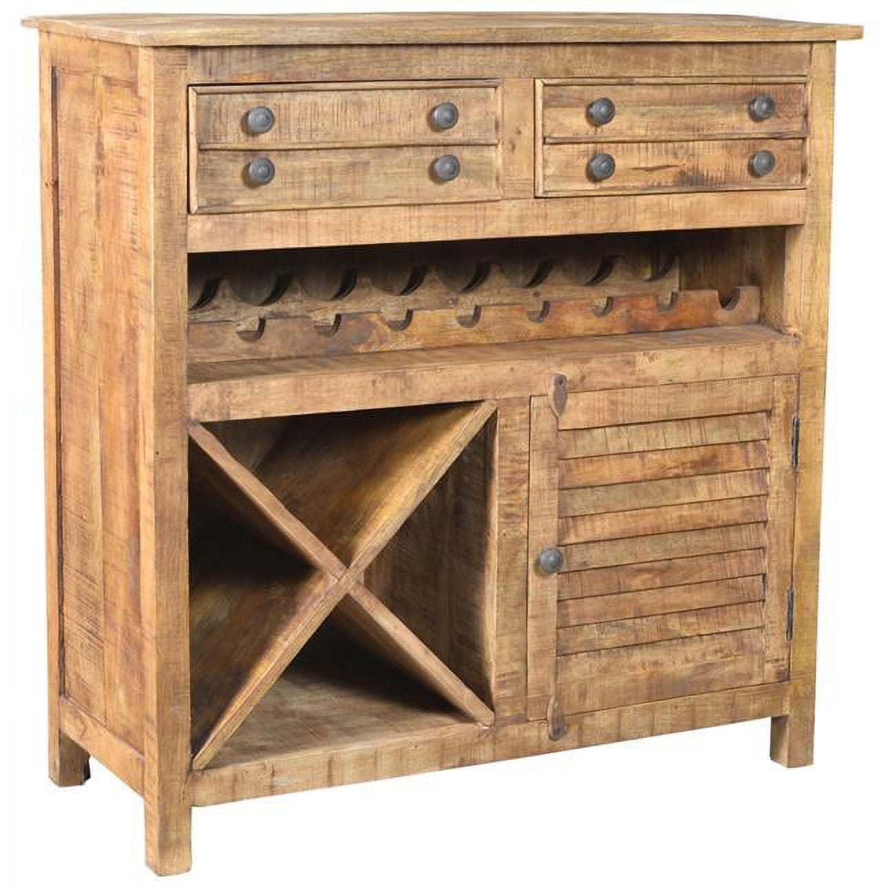 Solid Wood Bar Cabinet In Natural Finish