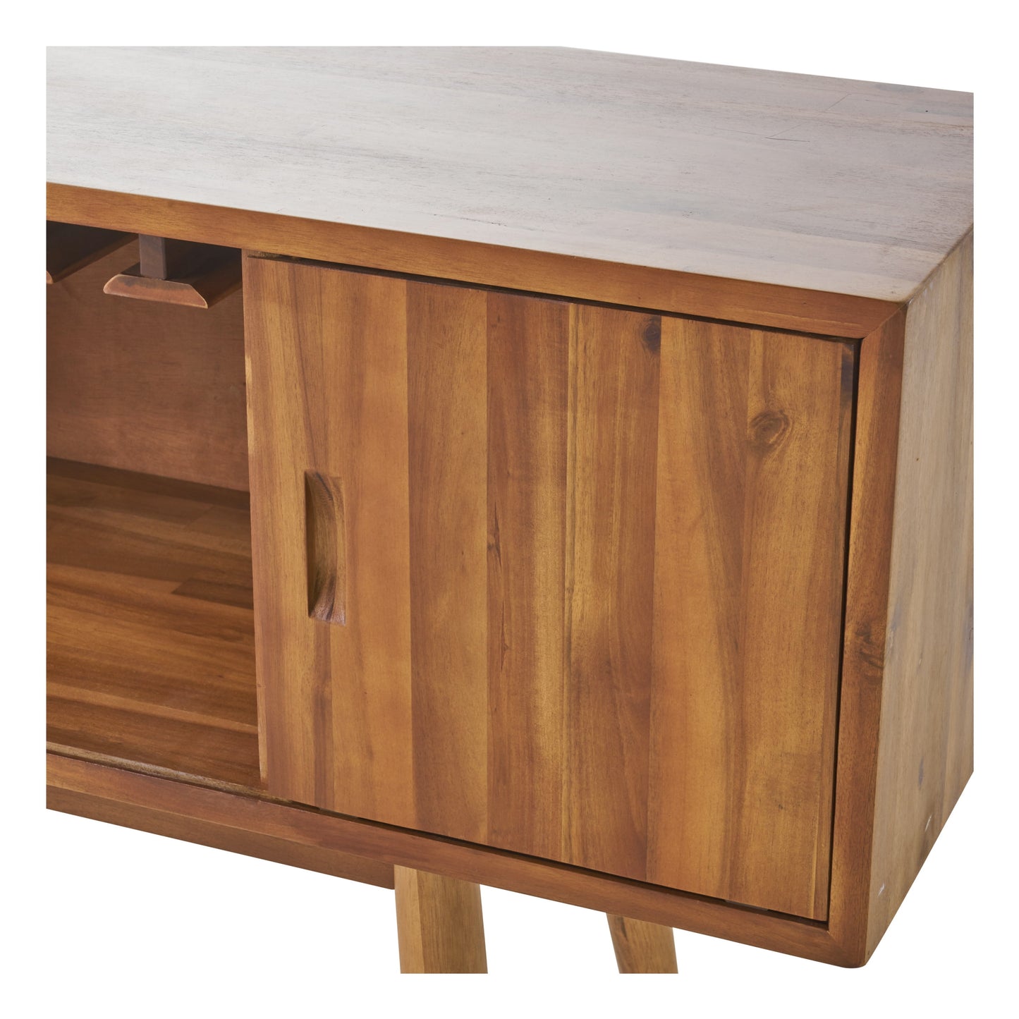 Solid Wood Bar Cabinet In Light Oak Finish