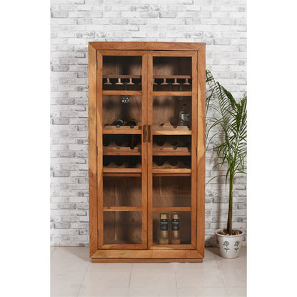 Solid Wood Bar Cabinet In Natural Finish