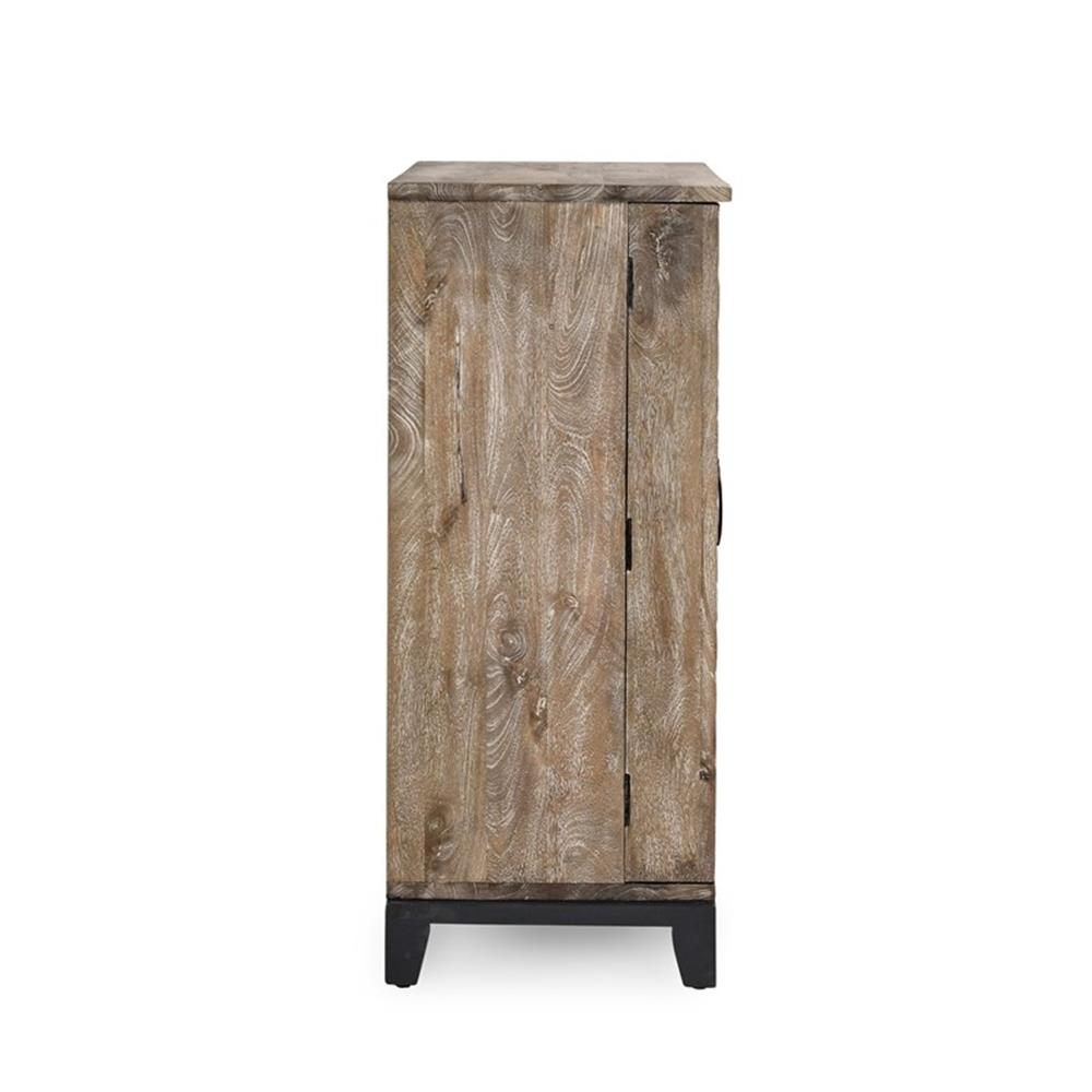 Solid Wood Bar Cabinet In Antique Gray Finish