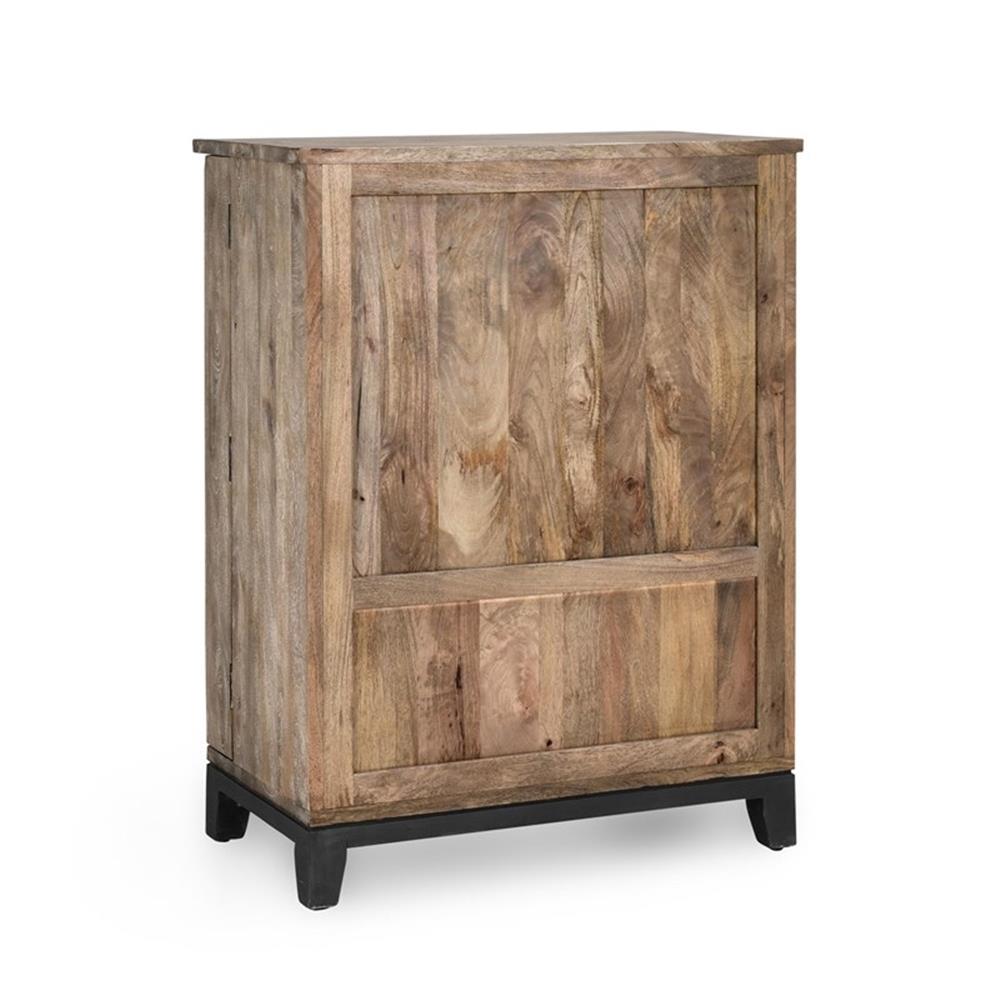 Solid Wood Bar Cabinet In Antique Gray Finish