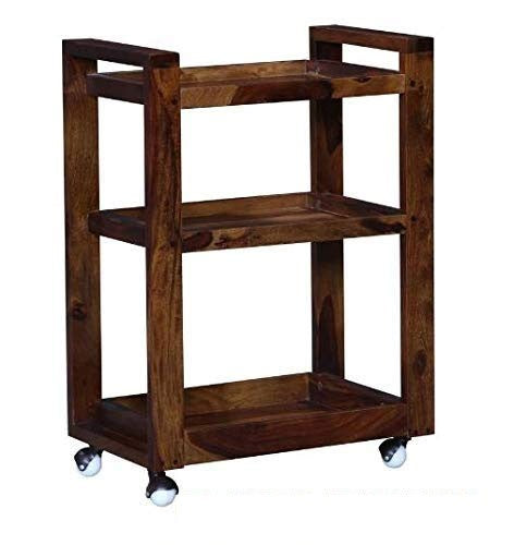 Solid Wood Bar Trolley In Teak Finish