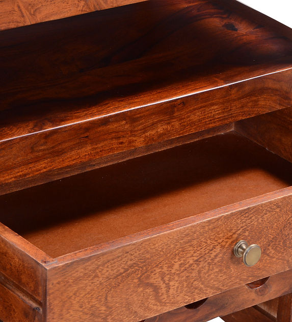 Solid Wood Bar Trolley In Mahogany Finish